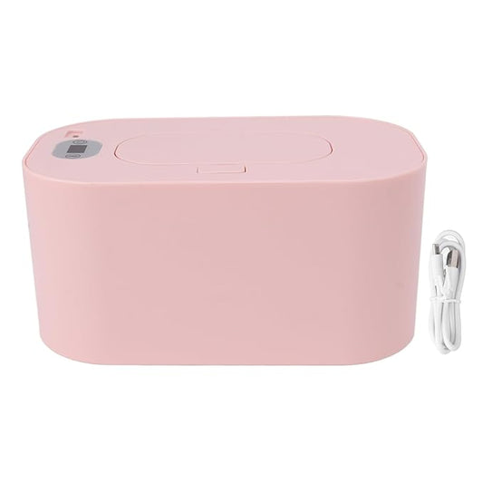 Baby Wipe Warmer, USB Constant Temperature Portable Wipe Heater Temperature Adjustment Warm Keeper Dispenser Large Capacity, Evenly Overall Heating 5V (Roseate)