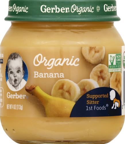 Gerber Stage 1, Organic Banana Jar, Baby Food, Fruit Puree, Non-GMO (Pack of 2)