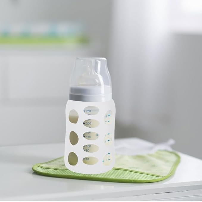SHOWERORO 4Pcs Silicone Baby Bottle Covers Glass Bottle Sleeves Non-Slip Protective Sleeves for 4Oz Nursery Bottles Shockproof Feeding Silicone Sleeve