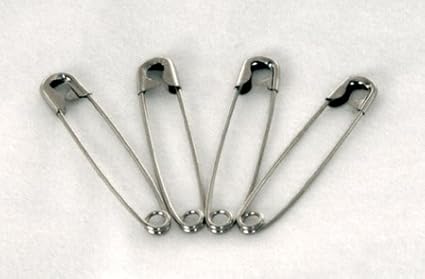Adult Sized Cloth Diapering Pins - Jumbo 3-Inch Size - 4 Pack - Nickle Plated with Locking Heads