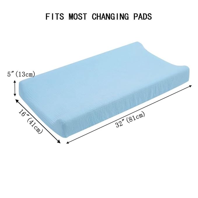 Cotton Changing Pad Cover,Unisex Diaper Change Table Sheet Ultra Soft Diaper Change Table Pad Cover Washable Changing Pad Sheets for Newborn,32in x 16in x 5in,Blue