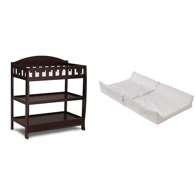 Delta Children Infant Changing Table with Pad, Dark Chocolate & Foam Contoured Changing Pad with Waterproof Cover