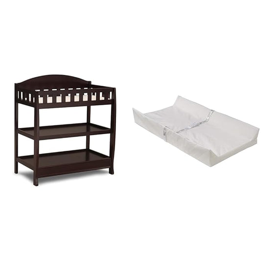 Delta Children Infant Changing Table with Pad, Dark Chocolate & Foam Contoured Changing Pad with Waterproof Cover