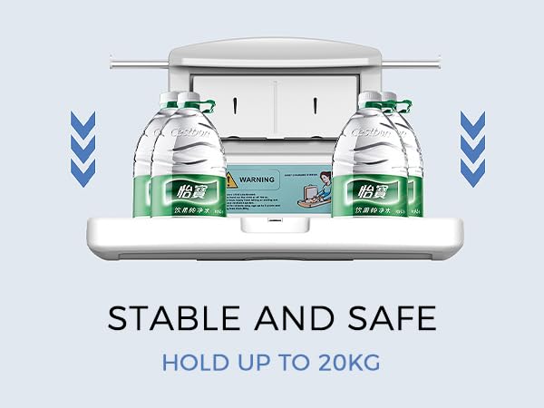 Commercial Baby Changing Station Wall Mounted, Horizontal Fold-Down Baby Changing Table, Heavy Duty 200lb Capacity, Space Saving Diaper Changing Station for Restroom & Public Facilities