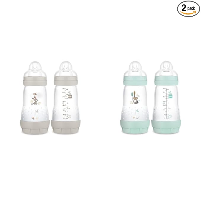 MAM Easy Start Matte Anti-Colic Baby Bottles, 9 oz (2 Count), Medium Flow Nipples, Unisex & Baby Boy Bottles