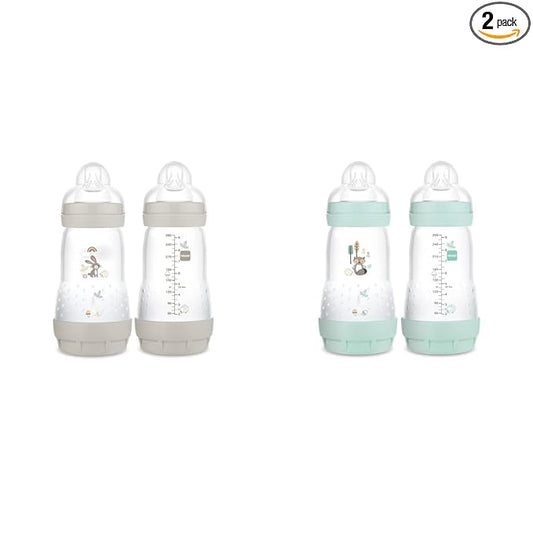 MAM Easy Start Matte Anti-Colic Baby Bottles, 9 oz (2 Count), Medium Flow Nipples, Unisex & Baby Boy Bottles