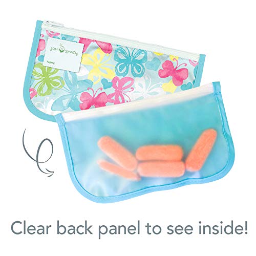 Green Sprouts Reusable Snack Bags (2 Pack) Holds Food, Utensils, Wipes, & More Food-Safe, Waterproof, Easy-Clean Material