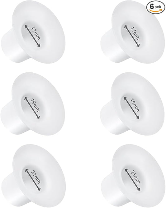 6pc 17/19/21mm Flange Inserts Compatible with Momcozy M9/M6/M5/S12Pro/S9Pro,Medela,Spectra,Elvie,TSRETE, Bellababy,Lansinoh 24mm Breast Pump,Reduce 24mm Nipple Tunnel Down to Correct Size
