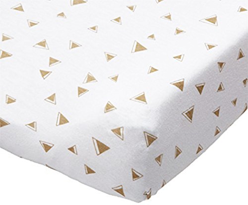 TL Care Printed 100% Natural Cotton Jersey Knit Fitted Contoured Changing Table Pad Cover, Taupe Triangle, Soft Breathable, for Boys and Girls