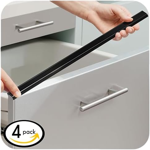 Cabinet Protectors for Kitchen Cabinets, Black Cabinet Door Protector Trash Drawer Protector Edge Guard, Plastic Slip on Protectors for Cabinets– 3/4" Thick, 18" Length
