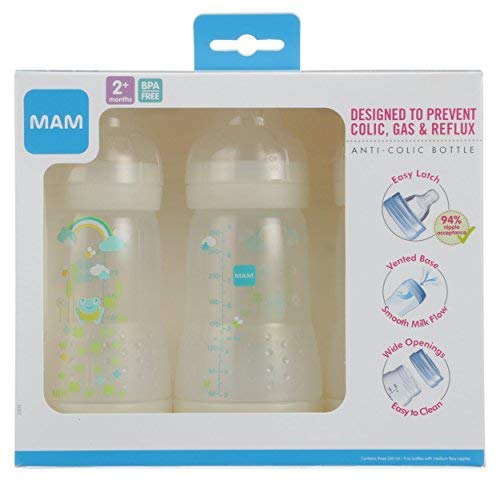 MAM Easy Start Anti-Colic Bottle, Baby Essentials, Medium Flow Bottles with Silicone Nipple & Original Matte Baby Pacifier, Nipple Shape Helps Promote Healthy Oral Development