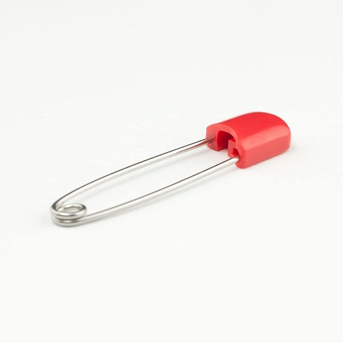 OsoCozy Cloth Diaper Nappy Pins 100 Packs - 100 Stainless Steel Safety Pins with Locking Plastic Heads. Durable, Safe and Cute 2.2 Inches Long (Red)