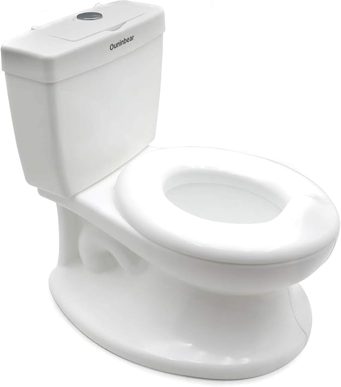 SMT- Baby Kids Portable White Realistic Toddler Potty Training Toilet w/Flushing Sound Baby Chair Seat Kid [P/N: ET-BABY004-WHITE]
