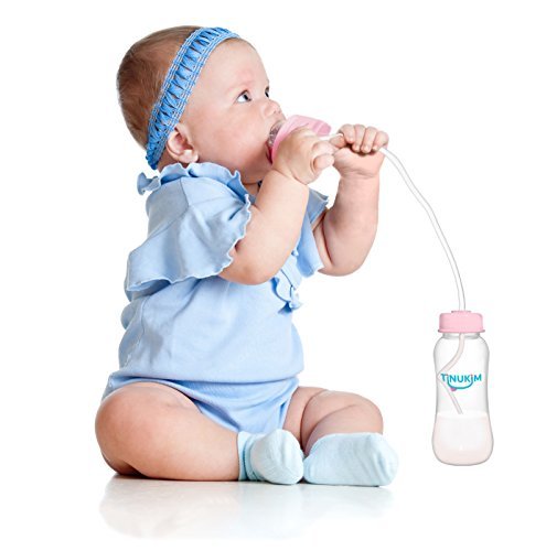 iFeed 9 Ounce Self Feeding Baby Bottle with Tube - Handless Anti-Colic Nursing System, Pink - 2-Pack