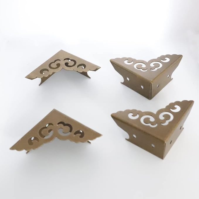 Metal Corner Guard Zinc Alloy Box Corner Protector Decorative Edge Cover Safety Guard Cabinet Furniture Corner Metal Bumpers Pack of 4