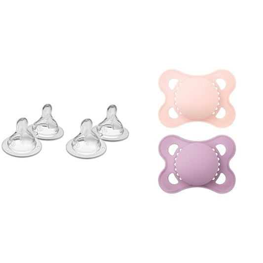 MAM Bottle Nipples Fast Flow Nipple Level 3, for 4+ Months, SkinSoft Silicone Nipples & Original Matte Baby Pacifier, Nipple Shape Helps Promote Healthy Oral Development