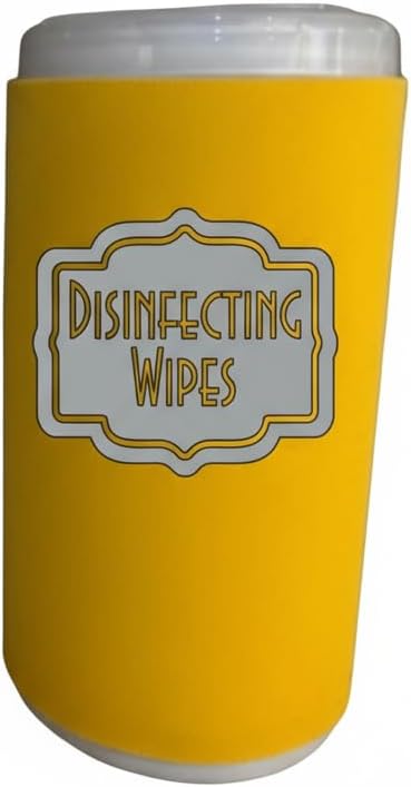 Disinfecting Wipes Cover with Silver Label Modern (Yellow, Small)