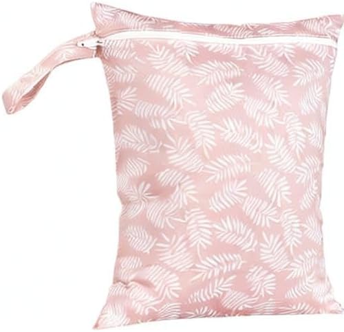 MOMIGO 3 pcs/set Wet Dry Bags for Baby Cloth Diapers - Reusable Washable for Stroller, Diapers, Travel Bags, Gym Bag 11 * 14 inch (Flower&Leaf)