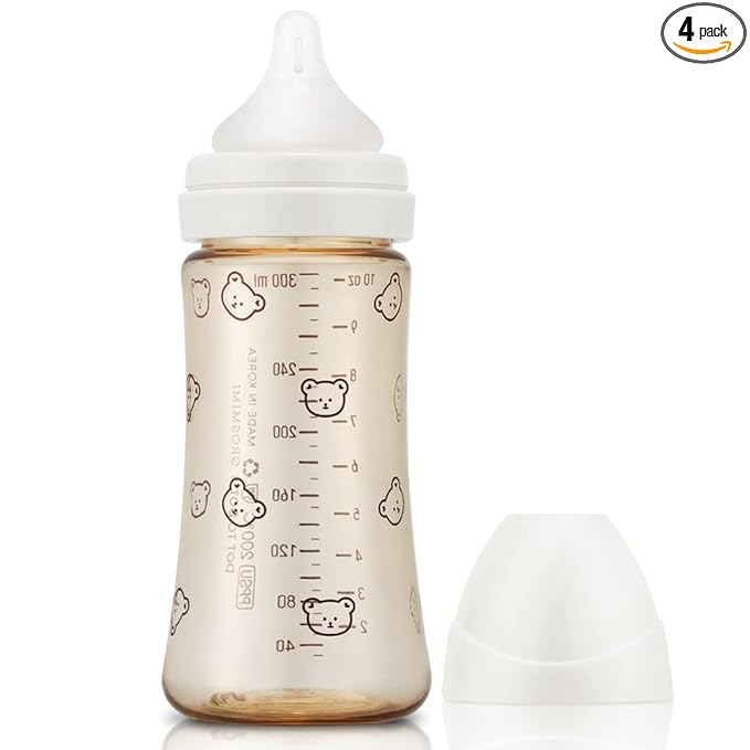 Grosmimi PPSU Baby Bottle, BPA Free (10oz Bear_White)