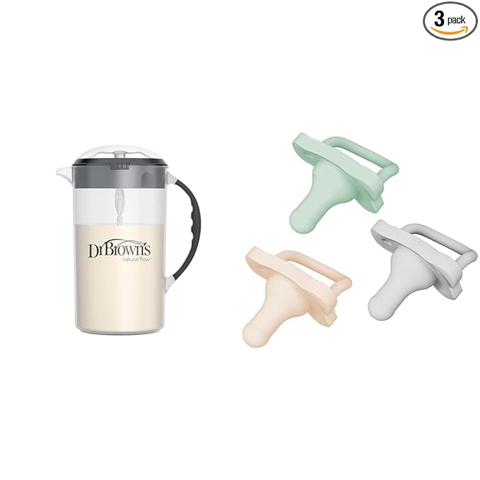 Dr. Brown's Baby Formula Mixing Pitcher, 36oz & HappyPaci Silicone Pacifier 0-6m, 3 Count