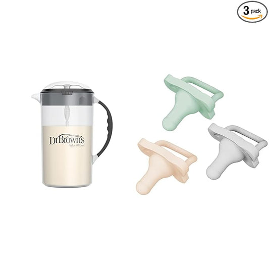 Dr. Brown's Baby Formula Mixing Pitcher, 36oz & HappyPaci Silicone Pacifier 0-6m, 3 Count