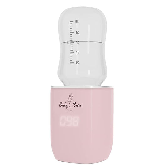 Baby's Brew Portable Bottle Warmer – Cordless Baby Bottle Warmer for Breastmilk & Formula, Rechargeable Travel Milk Warmer, Leak-Proof, Compact, Pink, Adapter Not Included