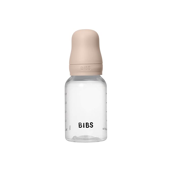 BIBS Baby Bottle 5 oz / 150 ml Silicone Nipple - Anti-Colic, BPA-Free, Round Nipple, Slow Flow, Lightweight & Easy to Clean, Suitable for Newborns 0+ Years - Blush