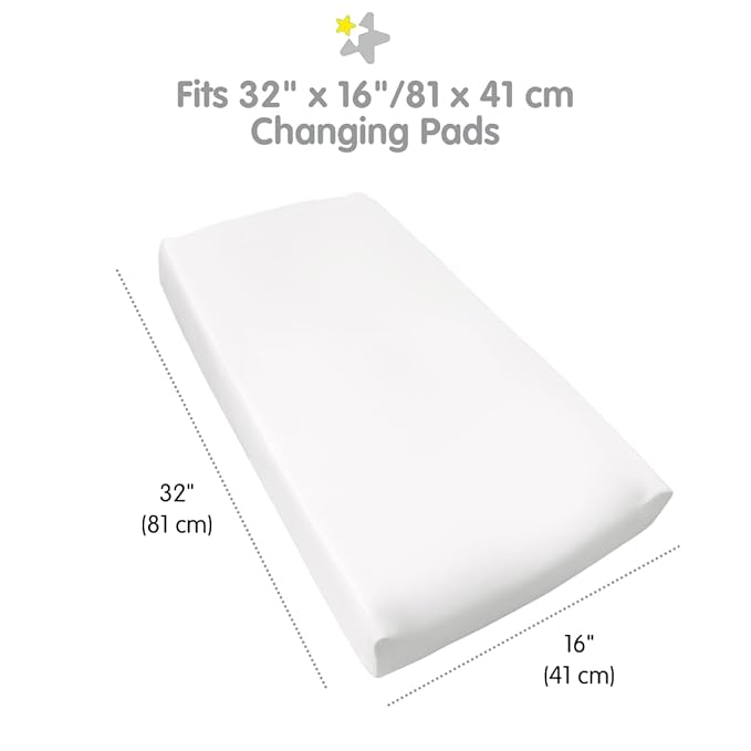 BreathableBaby Waterproof Cover, for 32" x 16"/81 x 41 cm Changing Pad, White (2-Pack)