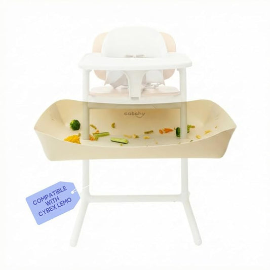 CATCHY -Food Catcher- Compatible with Cybex Lemo High Chair +12 Other High Chairs -Highchair Sold Separately- Baby & Toddler Food & Mess Catcher -Premium Linen Inspired- Under High Chair Accessory