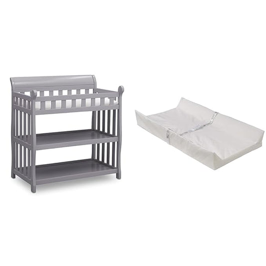 Delta Children Eclipse Changing Table with Foam Contoured Changing Pad and Waterproof Cover, Grey