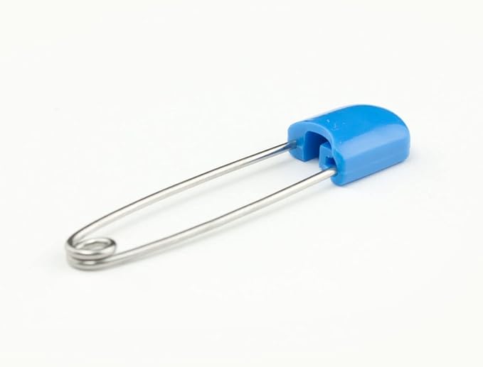 OsoCozy Cloth Diaper Nappy Pins 4 Packs - 4 Stainless Steel Safety Pins with Locking Plastic Heads. Durable, Safe and Cute 2.2 Inches Long (Blue)