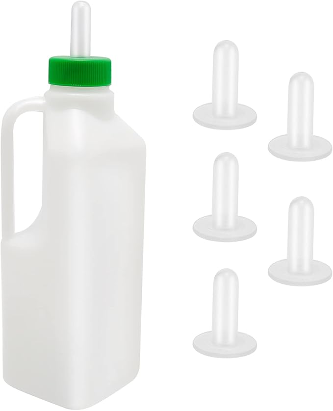 850ML Animal Feeding Bottle with 5 Nipples Lamb Nursing Bottle Feeding Goat Milk Bottle Calf Milk Feeder Bottle for Sheep Lambs Piglets