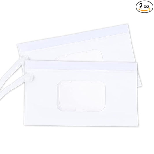 2 Pack Reusable Wipes Pouch Portable Wipes Dispenser Refillable Wet Wipe Container Lightweight Travel Wet Wipe Case Holder for Diaper Bag