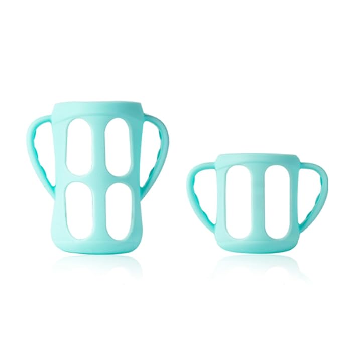 2 Pack Silicone Sleeves for Philips Avent Glass Natural Baby Bottles 4oz and 8oz, Anti Breakage Baby Bottle Holder with Handle, Feeding Bottle Handle (Blue)