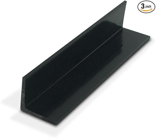 Outwater Plastics Black 1-1/2 Inch X 1-1/2 Inch X 1/8 Inch Thick Rigid Plastic Extruded 90 Degree Angle 48 Inch Lengths (Pack of 3)