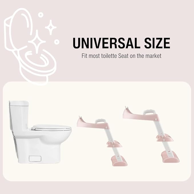 PandaEar Toilet Potty Training Seat with Step Stool Ladder, Comfortable Safe Potty Seat with Anti-Slip Pads Ladder for Kids Boys Girls Toddlers (Pink)