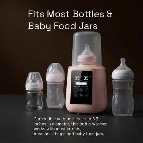 Baby Bottle Warmer, 3-in-1 Milk Warmer, Defrosts Frozen Breakmilk, LED Display, Night Light, Steam Sterilizer, Adjustable Temp, Portable, Perfect for Formula, Food Jars, Newborn (Pink)