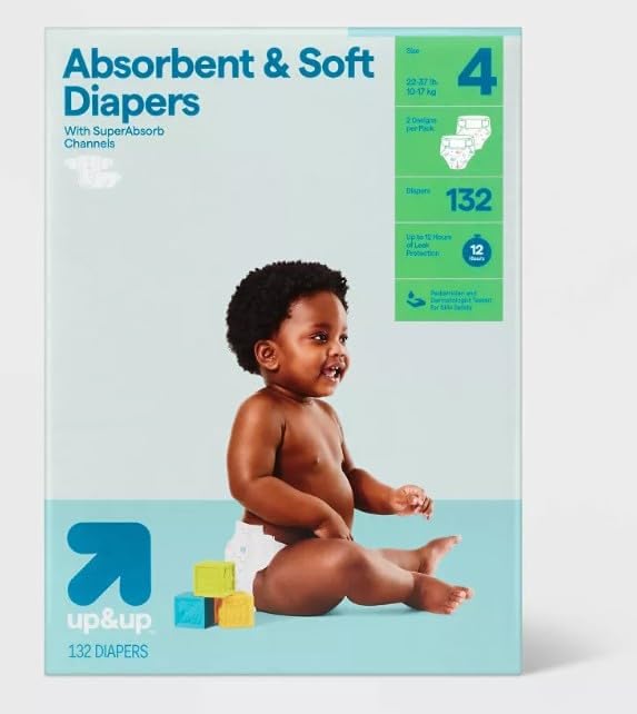 Disposable Diapers - (Size N - 162ct) up&up (Size-4, 132.0, Count)