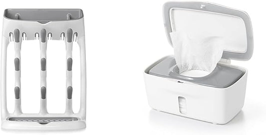 OXO Tot Space Saving Drying Rack + Wipes Dispenser - Saves Counter Space, Dispenses One Wipe at a Time