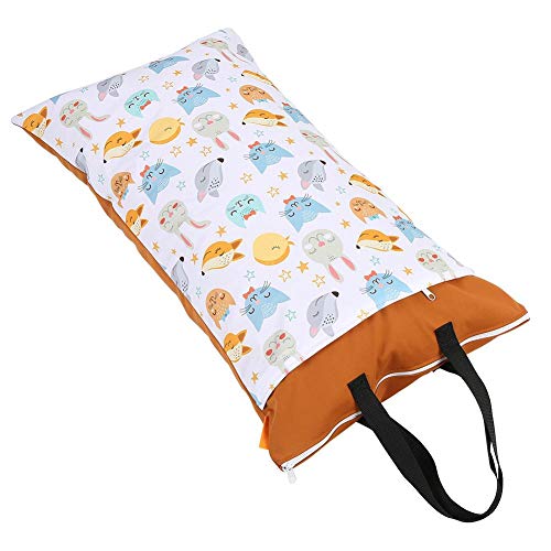Large Hanging Wet/Dry Pail Bag for Cloth Diaper,Inserts,Nappy, Laundry with Two Zippered Waterproof,Reusable(EF160)
