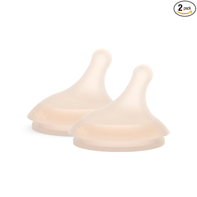 Suavinex Zero.Zero Adaptable Flow Asymmetrical Silicone Nipple, 2 Pack (0m+), Light