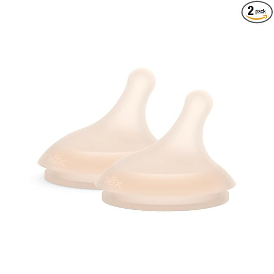 Suavinex Zero.Zero Adaptable Flow Asymmetrical Silicone Nipple, 2 Pack (0m+), Light