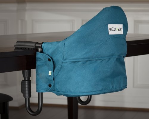 guzzie+Guss Perch Clip-On Table Chair – Easy Setup for Travel (Restaurants, Picnics), at Home (Kitchen Islands, Dining Tables) - Secure & Portable Seating, Machine Washable Fabric - Aqua