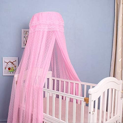 Baby Infant Toddler Bed Dome Cots Mosquito Netting Hanging Bed Net Mosquito Bar Frame Palace-Style Crib Bedding Set (Pink Mosquito Netting Only, Without Stand)