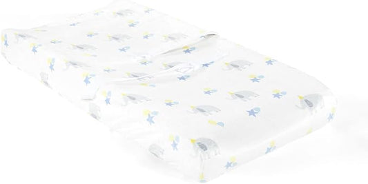 Lush Decor Elephant Balloon Soft & Plush Changing Pad Cover, 32" x 16", Gray & Blue