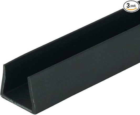 Outwater Plastics Black 1/2'' Styrene Plastic U-Channel/C-Channel 48 Inch Lengths (Pack of 3)