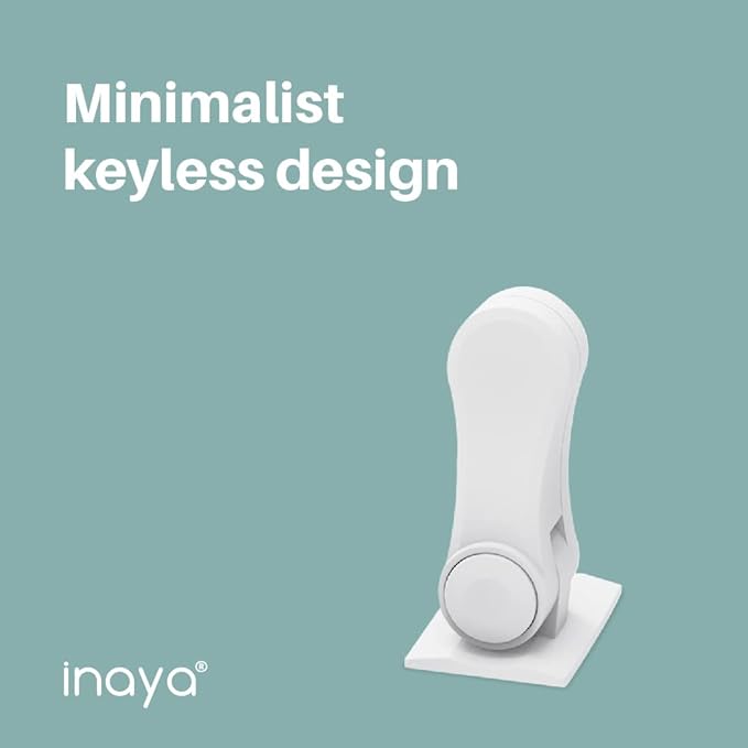 Inaya Child Proof Door Lever Lock, Baby Proofing Door Handle Lock, Minimalist Design, 3M Adhesive & No DrillingNeed, Child Safety Door Handle Locks (2 Pack)
