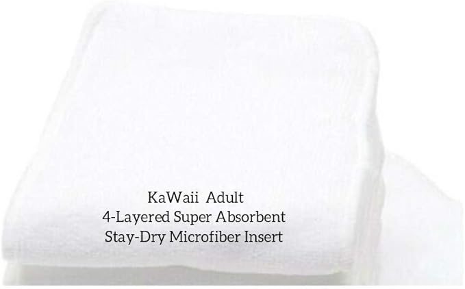 Kawaii Adult Diaper Liner Booster Pad Insert, Highly Absorbent Reusable Cloth Diaper Pads, Oversize 4-Layer (19 x 7.5) Pack of 5