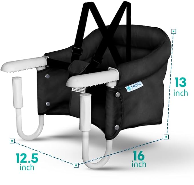 Portable Hook on High Chair for Baby & Travel Toddler from 6-36 Months – Clip on Baby Seat for Table – Fast Table Chair for Travel & Dining– Including Storage Bag - Black