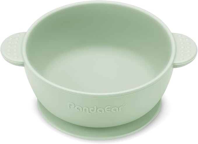 PandaEar 3 Pack Silicone Baby Bowls with Suction – Stay Put Silicone Bowls for Toddlers & Kids – Unbreakable First Stage Self Feeding Supplies – BPA-Free Infant Feeding Set (Blue/Green/Grey)